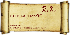 Rikk Kalliopé névjegykártya